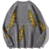 Pull en tricot à imprimé feuilles